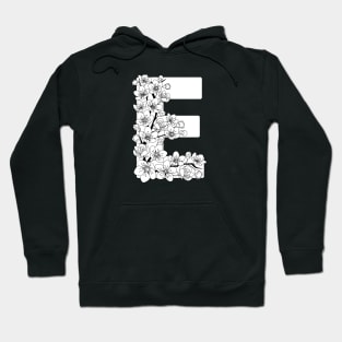 Monochrome capital letter E patterned with sakura twig Hoodie